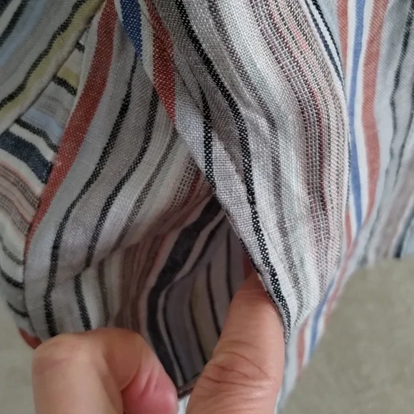 Uncle Frank shift shirt dress medium 100% linen multi colored striped po… - Picture 3 of 9
